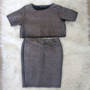 Cute 2 Piece Silver Skirt Set